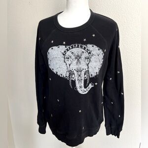 Lauren Moshi xs women’s black elephant star studded sweatshirt fleece rare